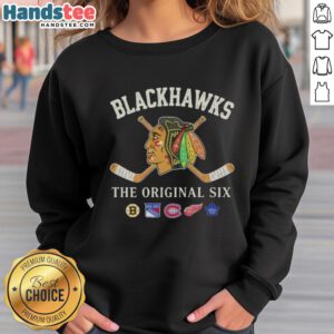 Alt Text: Cozy Good Chicago Blackhawks The Original Six combined sweatshirt, perfect for fans and casual wear.
