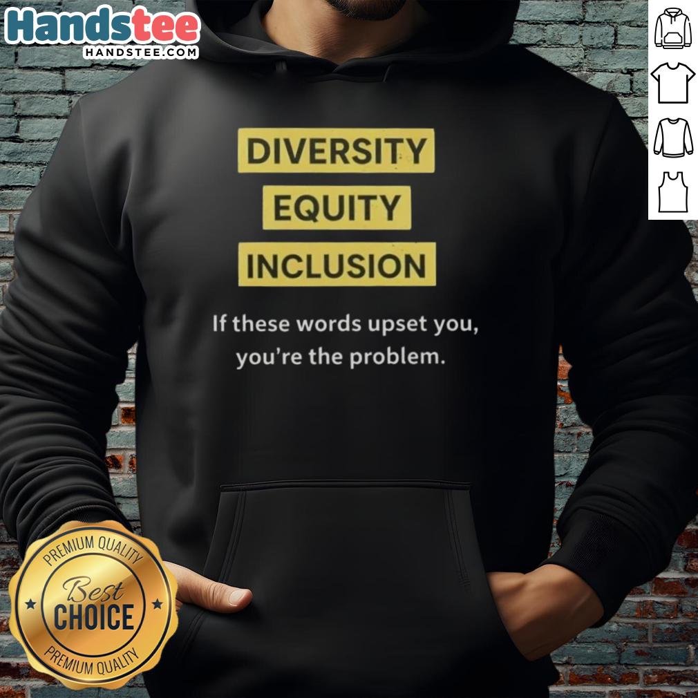 Text hoodie featuring 'Good Diversity Equity Inclusion' slogan, highlighting DEI themes for social awareness and change.