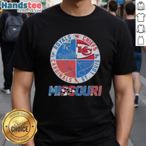 Good Missouri T-Shirt featuring Kansas City Chiefs, Royals, Cardinals, and St. Louis Blues for fans of Missouri sports.