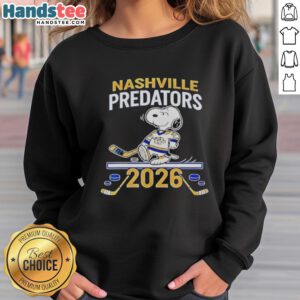 Good Nashville Predators Hockey Snoopy Peanuts 2026 Sweatshirt featuring a fun design for fans of the team and comic character.