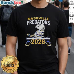 Alt Text: Good Nashville Predators Hockey Snoopy Peanuts 2026 T-Shirt featuring Snoopy in Predators gear, perfect for fans.