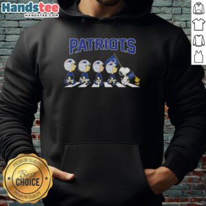 Good New England Patriots X Peanuts Snoopy and Friends Abbey Road Hoodie featuring iconic characters in a sporty design.
