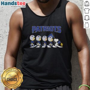 Good New England Patriots X Peanuts Snoopy and Friends Abbey Road tank top featuring iconic characters in a fun design.