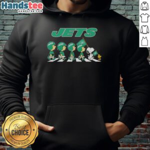 Alt Text: Good New York Jets X Peanuts Snoopy and Friends Abbey Road Hoodie featuring iconic characters on a stylish design.
