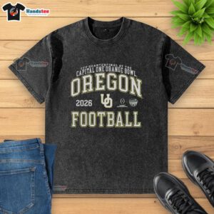 Alt Text: Good Oregon Ducks Football CFP Quarterfinal 2026 washed t-shirt featuring team logo and vibrant colors.