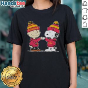 Good Peanuts Charlie Brown fist bump with Snoopy on Arizona Cardinals football ladies tee design.