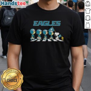 Alt Text: Good Philadelphia Eagles X Peanuts Snoopy and Friends Abbey Road T-Shirt featuring iconic characters in a fun design.