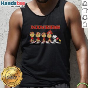 Good San Francisco 49ers X Peanuts Snoopy and Friends Abbey Road tank top featuring iconic characters in a playful design.