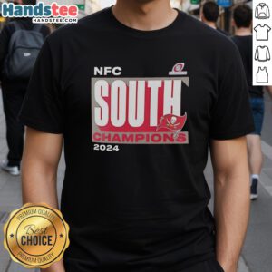 2024 Tampa Bay Buccaneers NFC South Champions T-Shirt, featuring bold team graphics and vibrant colors for fans.