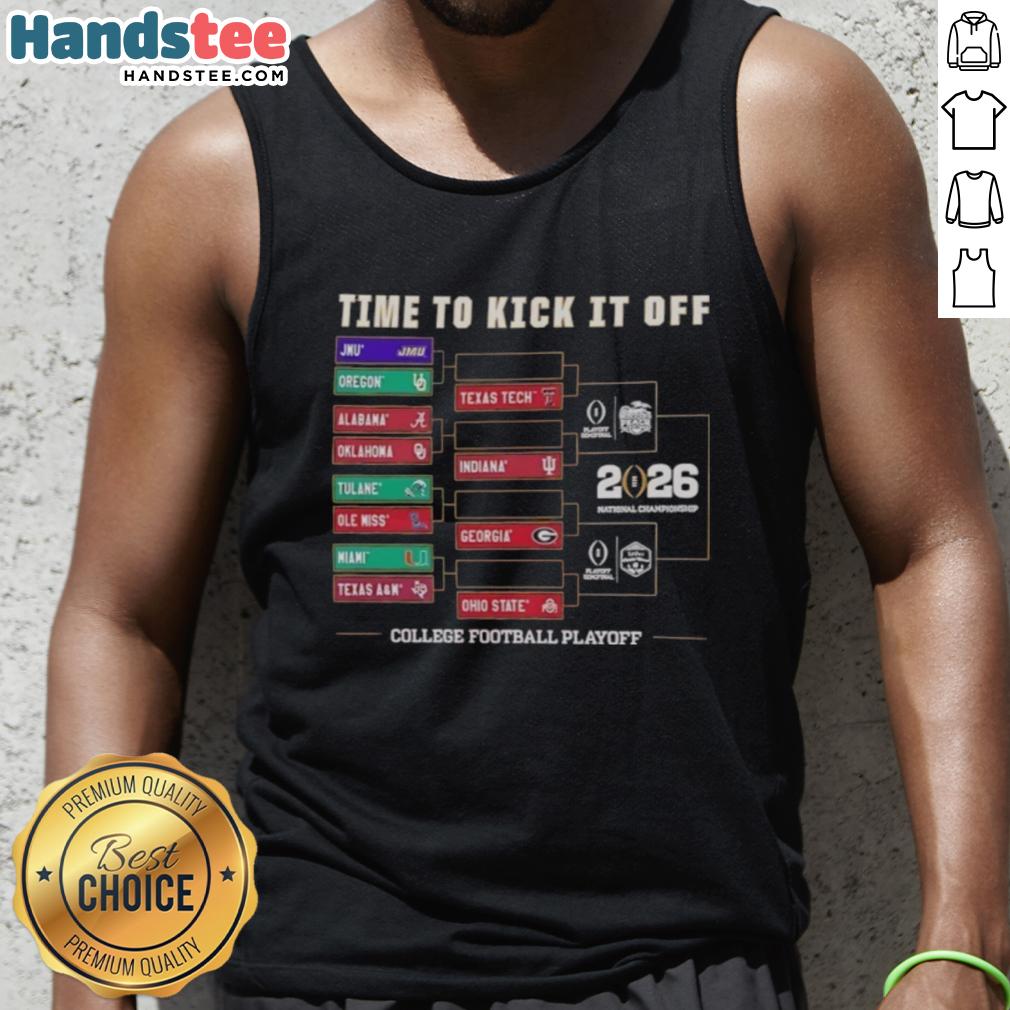 Good Time to Kick It Off College Football Playoff 2025-26 tank top featuring vibrant graphics and sporty design.