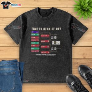 Good Time to Kick It Off College Football Playoff 2025-26 washed t-shirt featuring vibrant team graphics and relaxed fit.