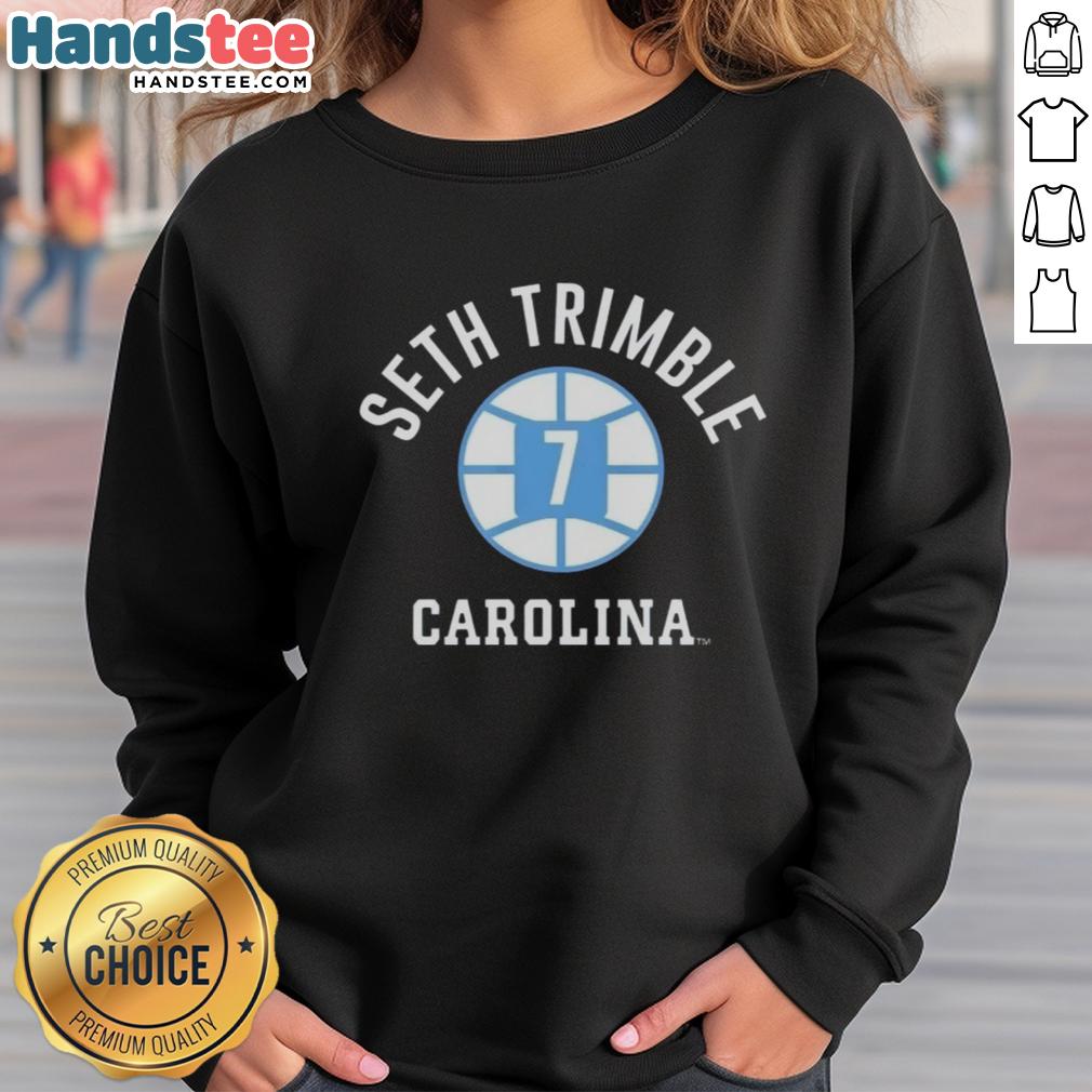 UNC Tar Heels basketball sweatshirt featuring Seth Trimble's name and number, perfect for fans of the team.
