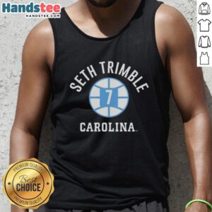 Good UNC Tar Heels Basketball Seth Trimble Name & Number Ball 7 Tank Top featuring team colors and logo.