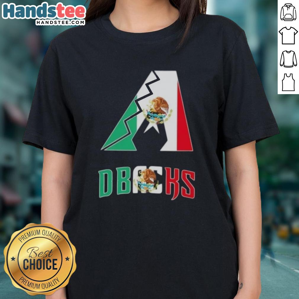 Happy Arizona Diamondbacks baseball ladies tee featuring a vibrant Mexican flag design for stylish fans.