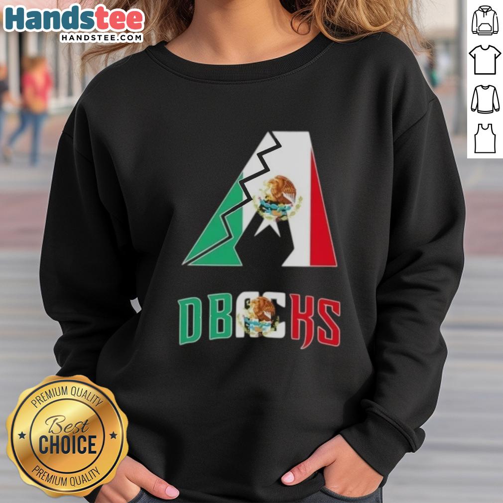 Happy Arizona Diamondbacks baseball sweatshirt featuring vibrant Mexican flag design, perfect for fans and casual wear.