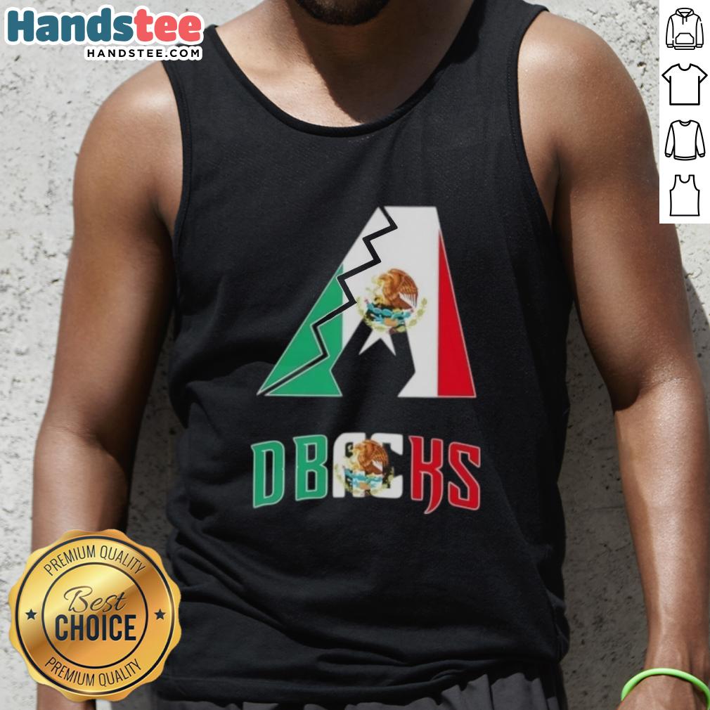 Happy Arizona Diamondbacks baseball tank top featuring a vibrant Mexican flag design, perfect for game day style.