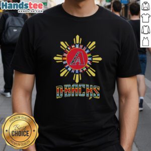 Happy Arizona Diamondbacks X Hispanic T-Shirt showcasing vibrant design celebrating diversity in baseball fandom.