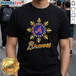 Happy Atlanta Braves X Hispanic T-Shirt featuring vibrant colors and a unique design celebrating baseball and culture.