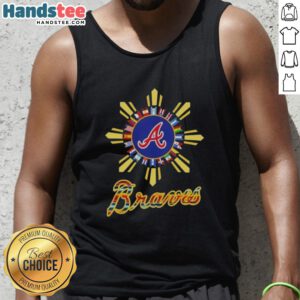 Happy Atlanta Braves X Hispanic tank top featuring vibrant colors and team logo, perfect for summer sports events.