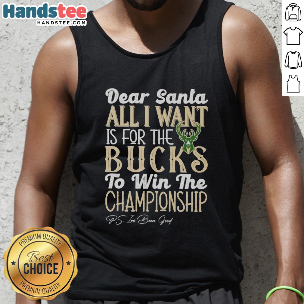 Hot Dear Santa tank top featuring Milwaukee Bucks championship wish design, perfect for basketball fans.