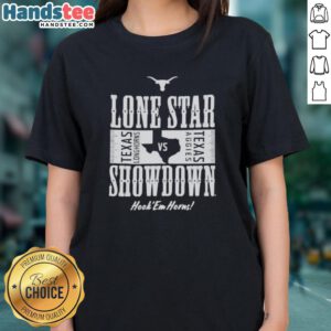 2025 Hot Lone Star Showdown tee featuring Texas Longhorns vs Texas A&M Aggies, perfect for fans. Hook 'Em Horns!