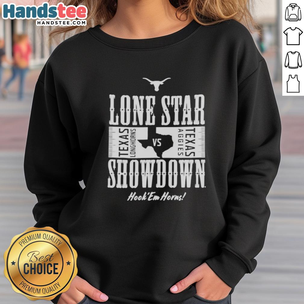 2025 Hot Lone Star Showdown sweatshirt featuring Texas Longhorns vs Texas A&M Aggies, perfect for game day fans.