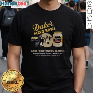 Hot Wake Forest Demon Deacons 2026 Duke's Mayo Bowl T-Shirt featuring bold team graphics and vibrant colors.
