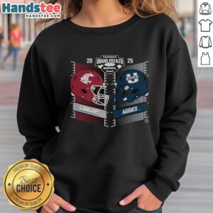 Alt Text: 2025 Famous Idaho Potato Bowl sweatshirt featuring Hot Washington State Cougars vs Utah State Aggies design.