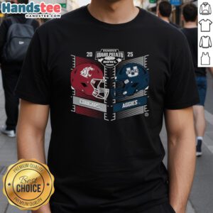 Hot Washington State Cougars vs Utah State Aggies Famous Idaho Potato Bowl 2025 T-shirt featuring bold team graphics.