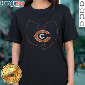 Hot Wu-Tang Clan X Chicago Bears mashup logo on a ladies tee, blending hip-hop culture with sports style.