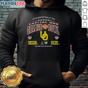 Oregon Ducks logo hoodie for the 2026 CFP Capital One Orange Bowl, featuring vibrant colors and a stylish design.