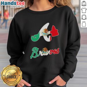 Cozy Atlanta Braves baseball sweatshirt featuring a vibrant Mexican flag design for fans of both teams.