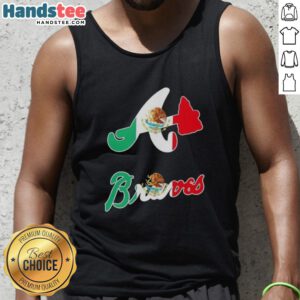 Atlanta Braves baseball tank top featuring a vibrant Mexican flag design, perfect for fans and summer wear.
