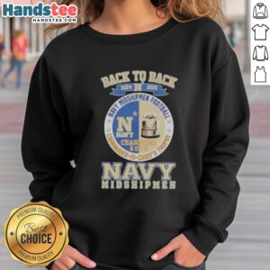 Alt Text: Navy Midshipmen Football Commander in Chiefs Trophy sweatshirt for 2024-2025, featuring a stylish back-to-back design.