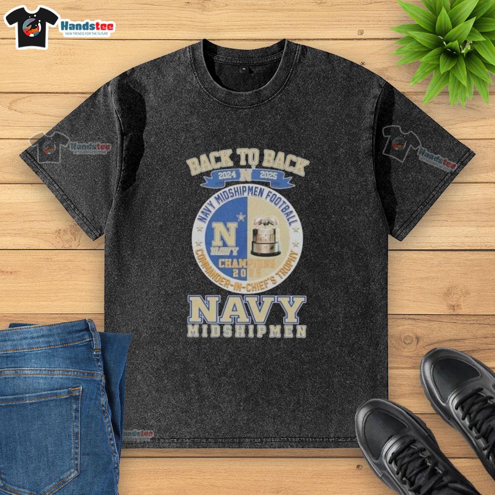 2024-2025 Navy Midshipmen Football Commander in Chiefs Trophy washed t-shirt in navy blue, perfect for fans.