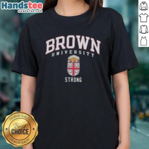 Ladies tee featuring a strong Brown University logo in a stylish brown design for fans and alumni.