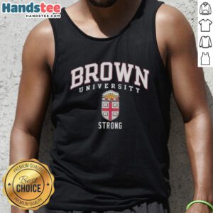 Nice Brown University Strong Logo Tank Top featuring a bold graphic design, perfect for school spirit and casual wear.