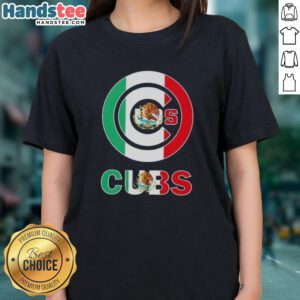 Chicago Cubs baseball ladies' tee featuring a vibrant Mexican flag design, perfect for fans celebrating their heritage.