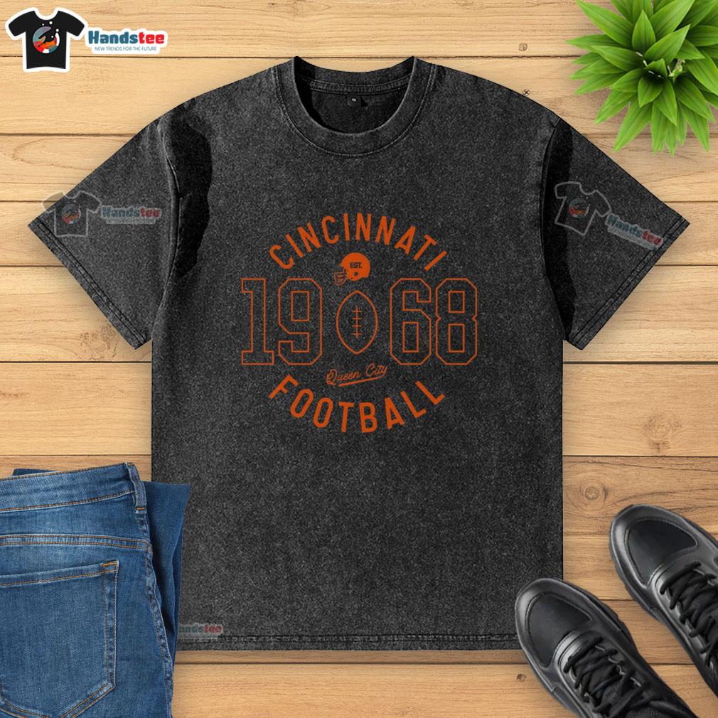 Alt Text: Vintage Nice Cincinnati Football 1968 WHS Washed T-Shirt showcasing classic sports style and retro design.