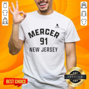 New Jersey Devils Dawson Mercer T-Shirt featuring name and number 91, perfect for ice hockey fans.