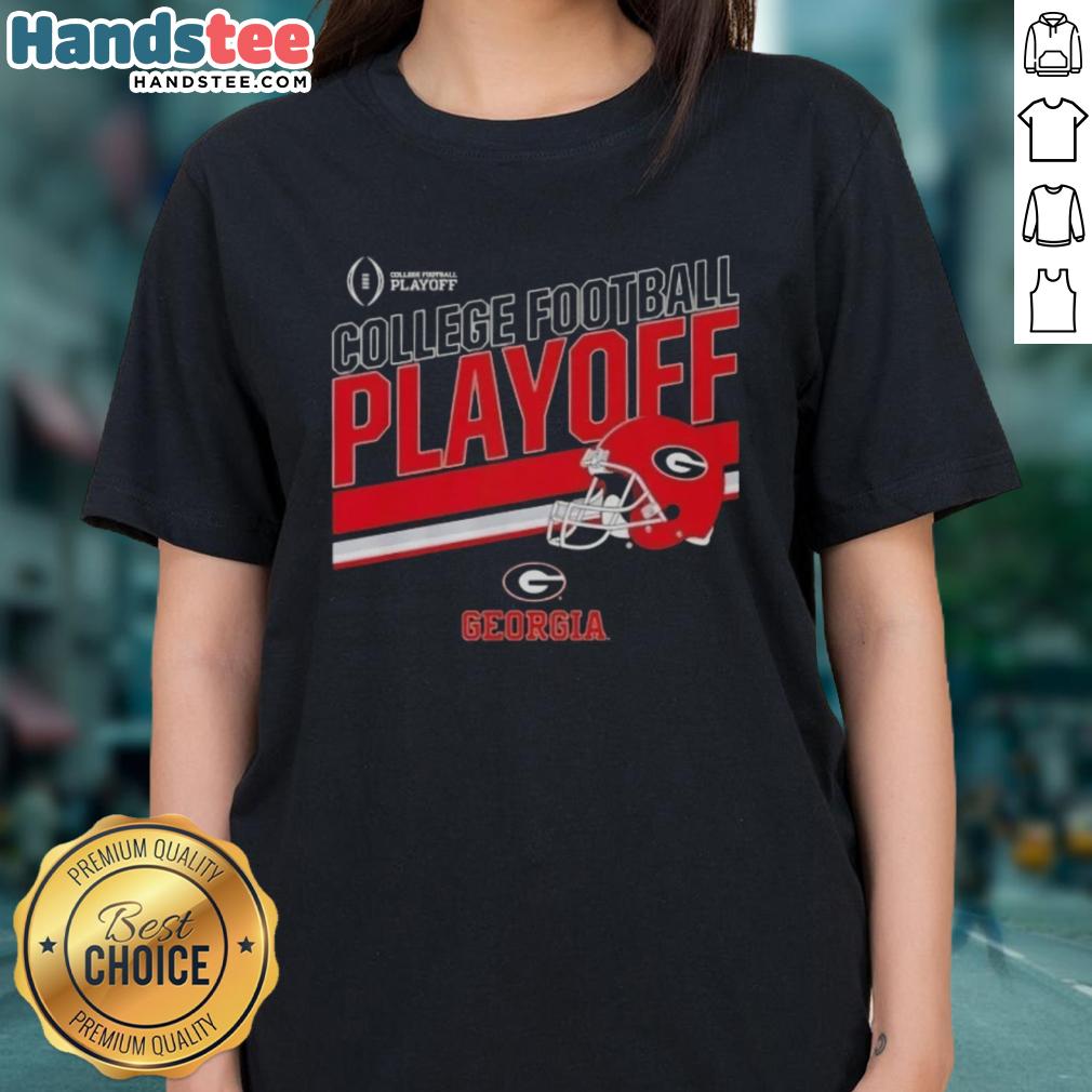 Nice Georgia Bulldogs Football 2025 CFB Playoff Stripe Ladies Tee, perfect for fans supporting their team in style.