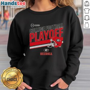Nice Georgia Bulldogs Football 2025 CFB Playoff stripe sweatshirt featuring team colors and logo.