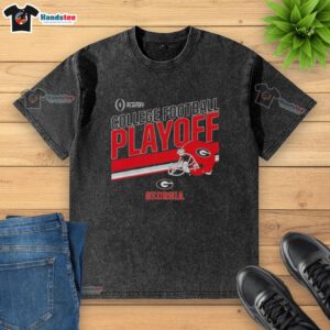 Nice Georgia Bulldogs Football 2025 CFB Playoff Stripe Washed T-Shirt featuring bold team colors and logo design.