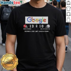 Nice Google Indiana Hoosiers vs Ohio State Buckeyes T-Shirt featuring Lucas Oil Stadium design for fans.