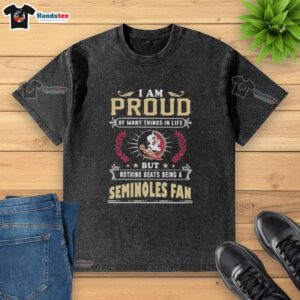 Alt Text: Florida State Seminoles fan proudly wearing a washed t-shirt showcasing their love for the team and school spirit.