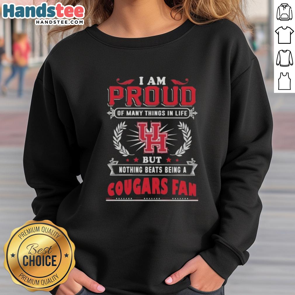 Houston Cougars fan sweatshirt highlighting pride in Houston Cougars sports and team spirit.