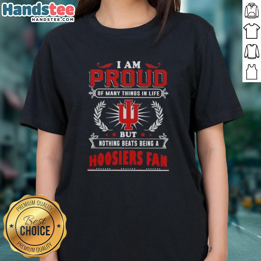 Indiana Hoosiers fan ladies tee showcasing pride in being a fan with stylish design and vibrant team colors.