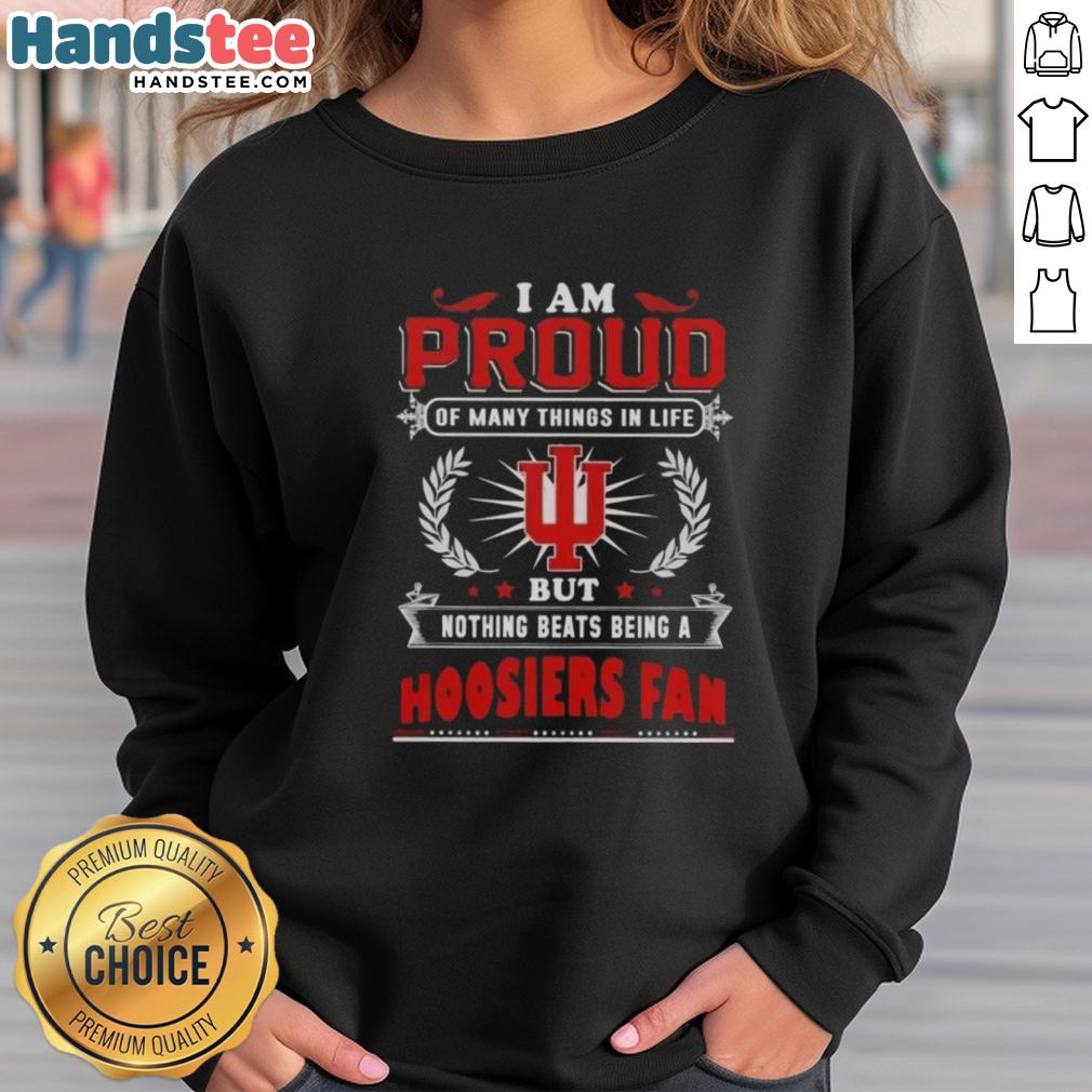Indiana Hoosiers fan sweatshirt showcasing pride in team spirit and love for sports, perfect for dedicated supporters.