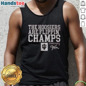 Fernando Mendoza in a tank top celebrating the Hoosiers' championship win in Nice, Indiana football event.
