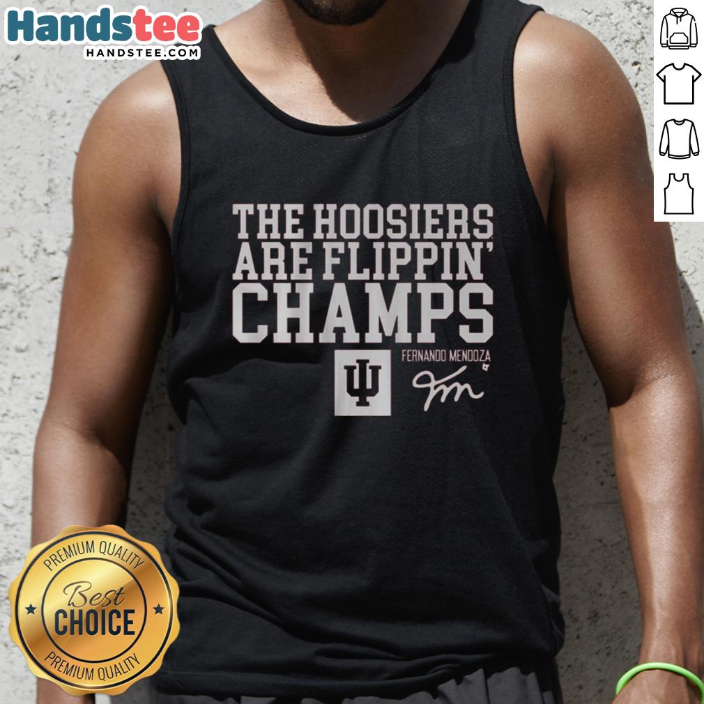 Fernando Mendoza in a tank top celebrating the Hoosiers' championship win in Nice, Indiana football event.